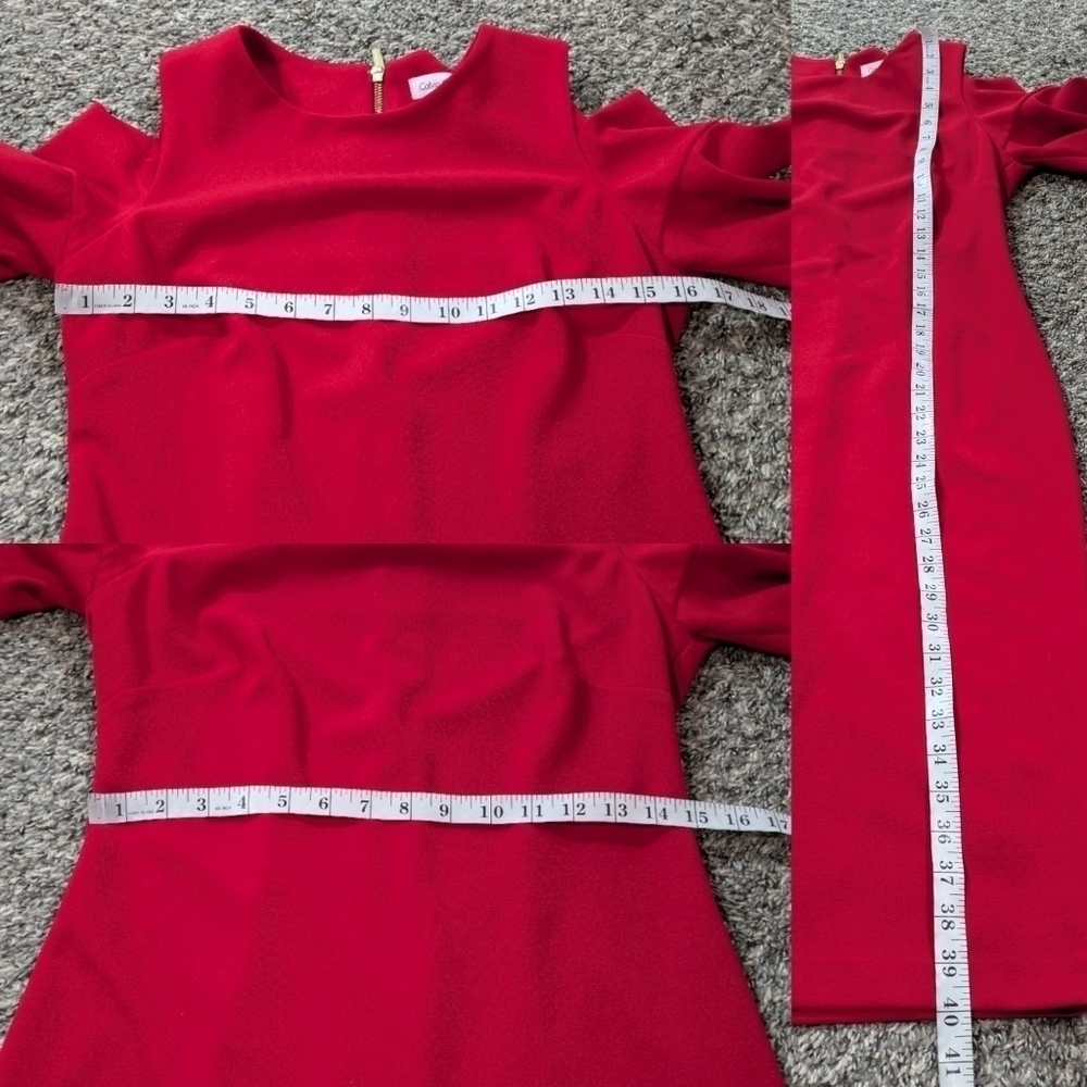 Calvin Klein red gold short sleeve cold shoulder sheath dress 6 - Picture 7 of 9